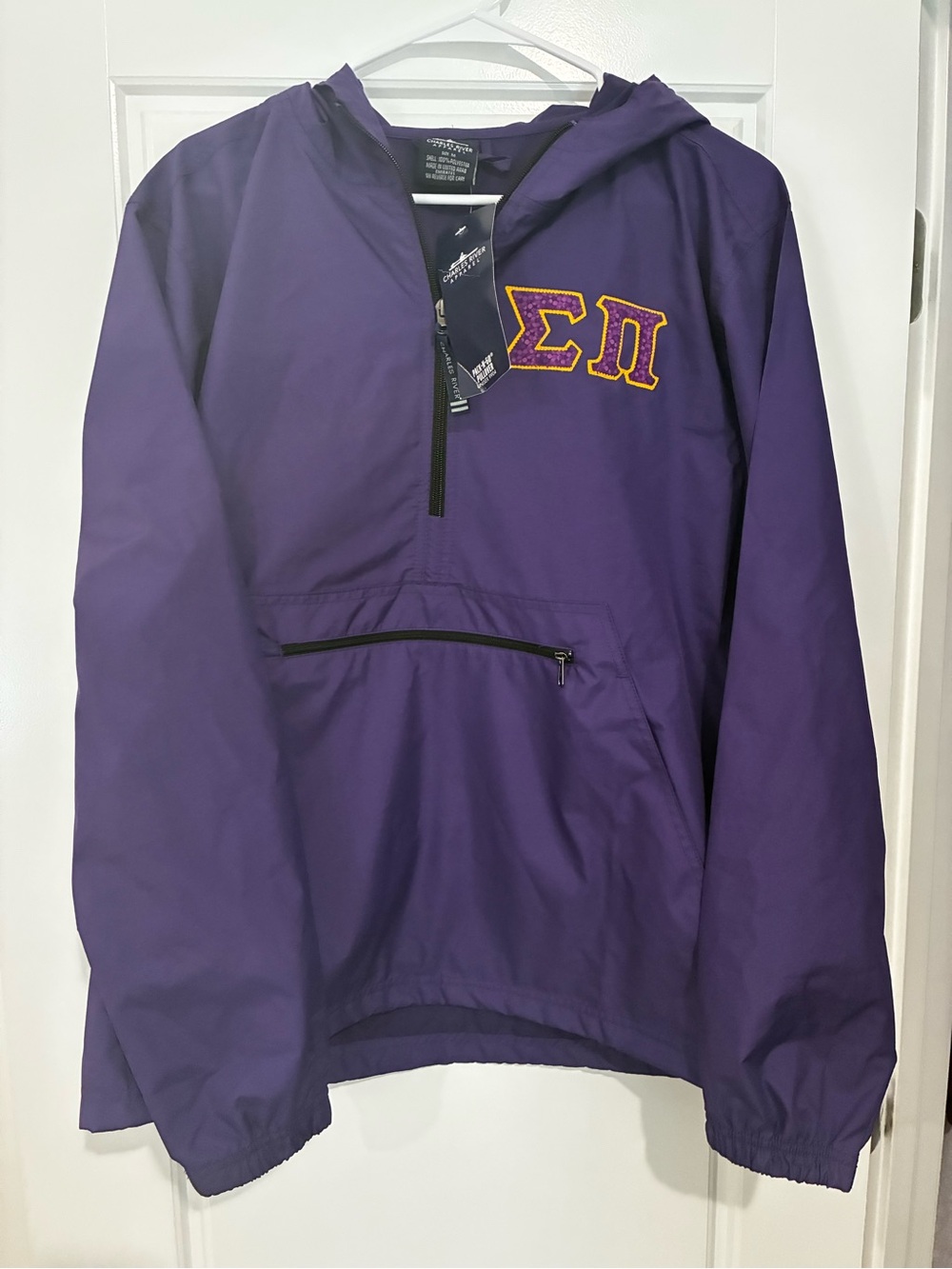 Charles River Apparel Purple Hooded Pullover Rain Jacket Sigma PI